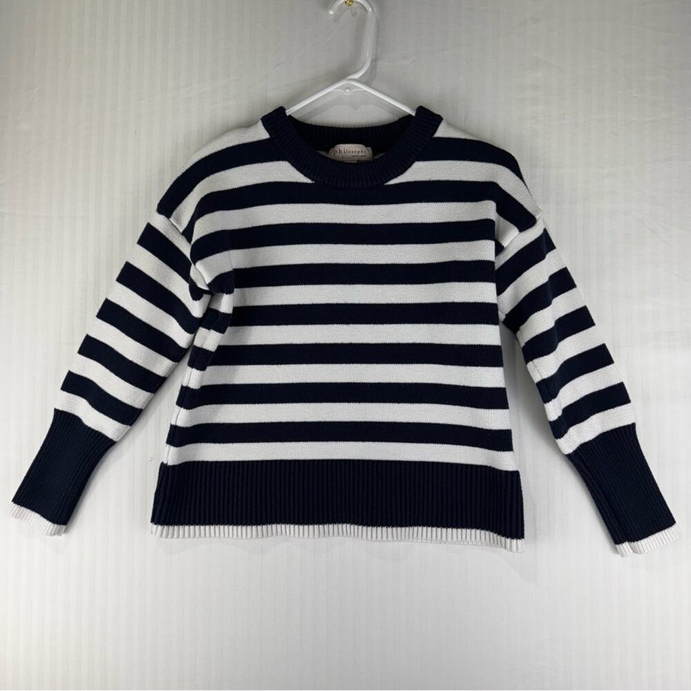 Philosophy Chunky Striped Crewneck Sweater Women’s Size Small Nautical Coastal